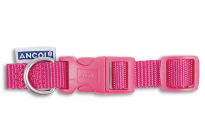 Ancol Viva Nylon Quick Fit Adj Collar Pink 15mm X20-30cm Sz1-2